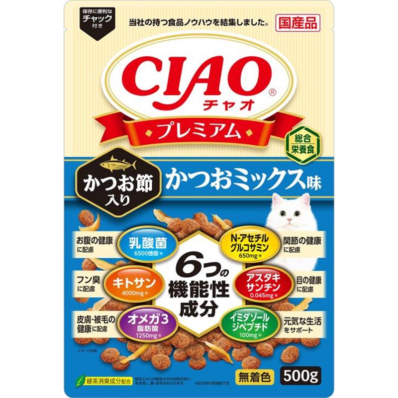 ［いなばペットフード］CIAO プレミアム かつお節入り かつおミックス味 500ｇ