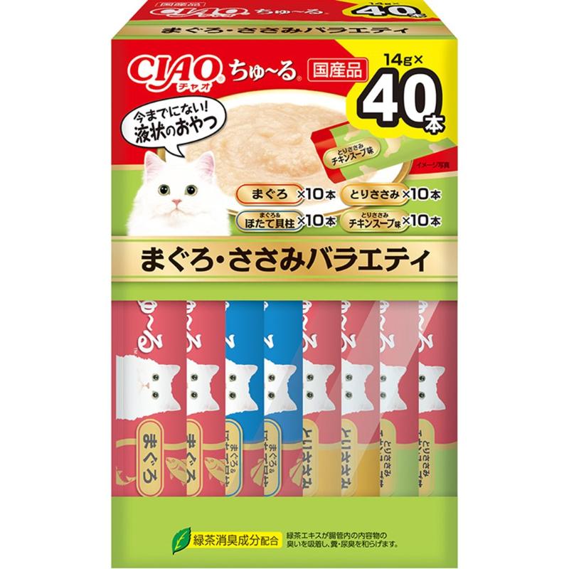 ［いなばペットフード］CIAOちゅ～る まぐろ・ささみバラエティBOX 14g×40本