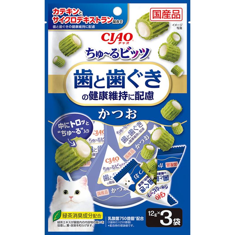 ［いなばペットフード］CIAO ちゅ～るビッツ 歯と歯ぐきの健康維持に配慮 かつお 12g×3袋