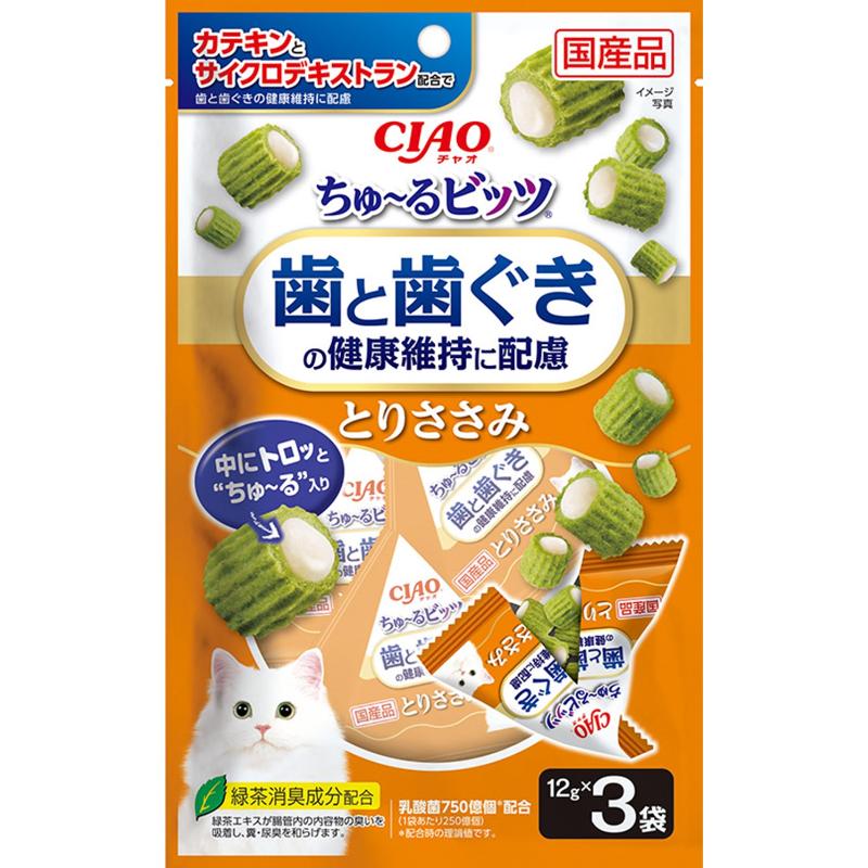［いなばペットフード］CIAO ちゅ～るビッツ 歯と歯ぐきの健康維持に配慮 とりささみ 12g×3袋