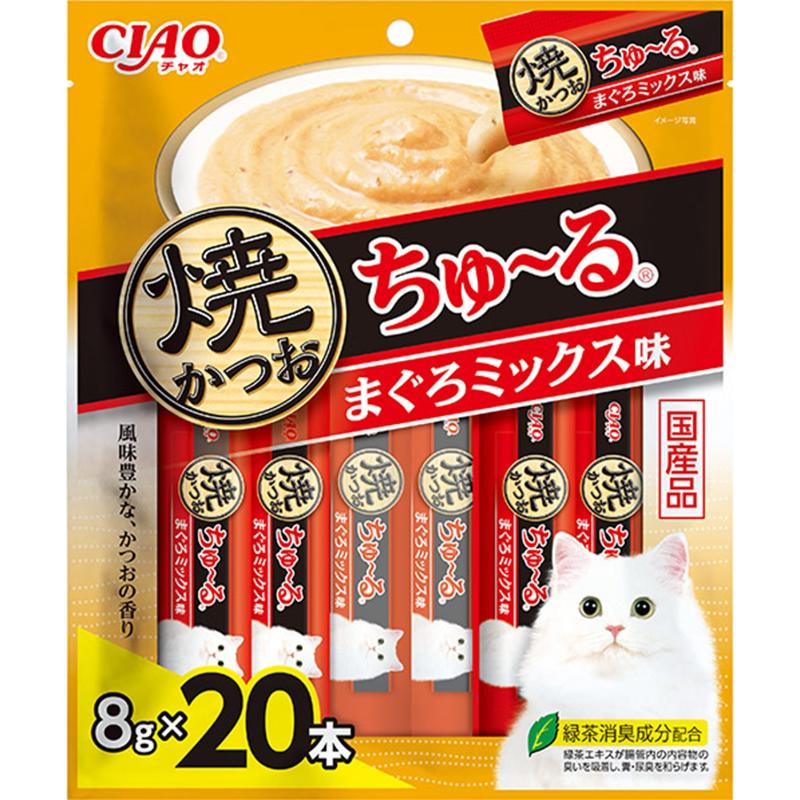 ［いなばペットフード］CIAO 焼かつおちゅ～る まぐろミックス味 8g×20本