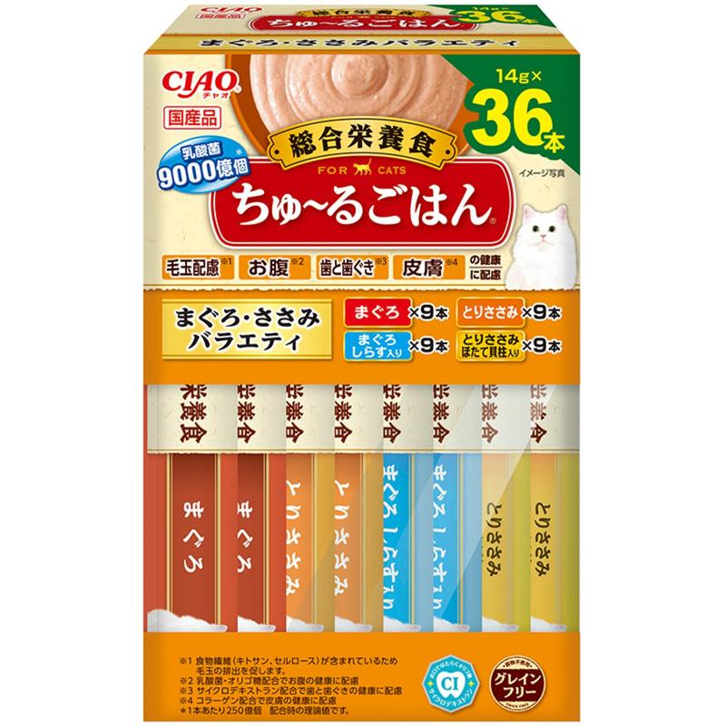 ［いなばペットフード］CIAO ちゅ～るごはん まぐろ・ささみバラエティBOX 14g×36本