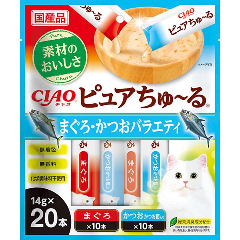［いなばペットフード］CIAO ピュアちゅ～る まぐろ・かつおバラエティ 14g×20本