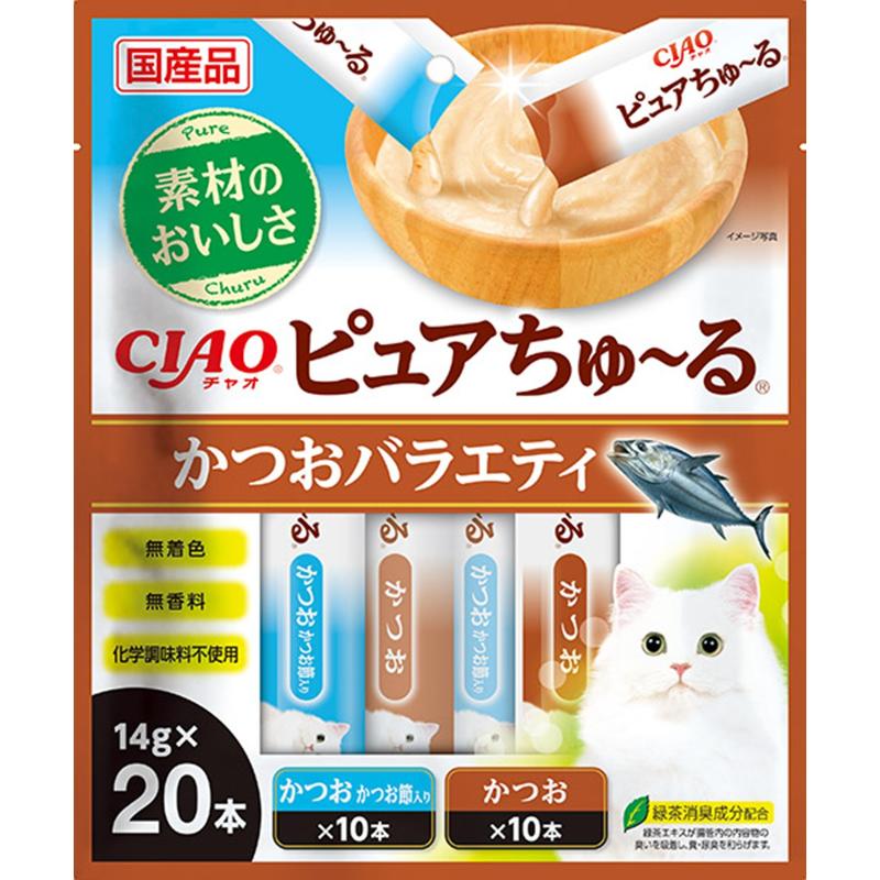 ［いなばペットフード］CIAO ピュアちゅ～る かつおバラエティ 14g×20本