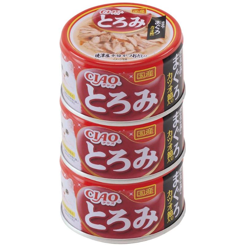 ［いなばペットフード(直送)］CIAO とろみ ささみ・まぐろ カツオ節入り 80g×3缶 ※メーカー直送 ※発注単位・最低発注数量(混載50ケース以上)にご注意下さい【メーカーフェア_5】