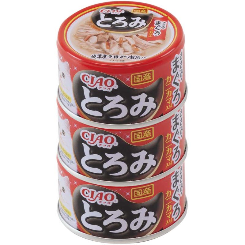 ［いなばペットフード(直送)］CIAO とろみ ささみ・まぐろ カニカマ入り 80g×3缶 ※メーカー直送 ※発注単位・最低発注数量(混載50ケース以上)にご注意下さい【メーカーフェア_5】