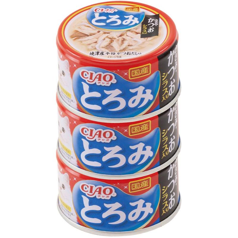 ［いなばペットフード(直送)］CIAO とろみ ささみ・かつお シラス入り 80g×3缶 ※メーカー直送 ※発注単位・最低発注数量(混載50ケース以上)にご注意下さい【メーカーフェア_5】
