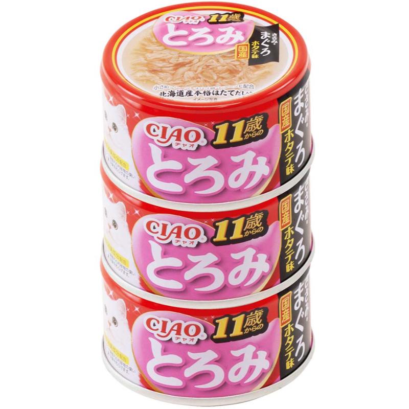 ［いなばペットフード(直送)］CIAO とろみ 11歳からのささみ・まぐろ ホタテ味 80g×3缶 ※メーカー直送 ※発注単位・最低発注数量(混載50ケース以上)にご注意下さい【メーカーフェア_5】