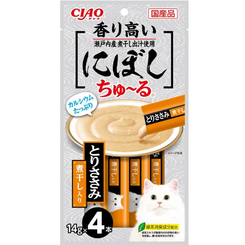 ［いなばペットフード］CIAO にぼしちゅ～る とりささみ 煮干入り 14g×4本