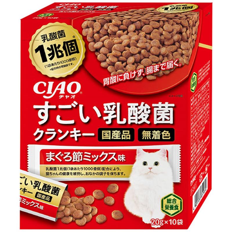 ［いなばペットフード(直送)］CIAO すごい乳酸菌クランキーBOX まぐろ節ミックス味 20g×10袋 ※メーカー直送 ※発注単位・最低発注数量(混載50ケース以上)にご注意下さい