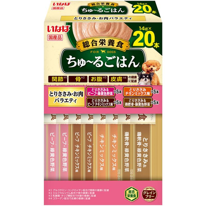 ［いなばペットフード］いなば ちゅ～るごはん とりささみ・お肉バラエティ 14g×20本
