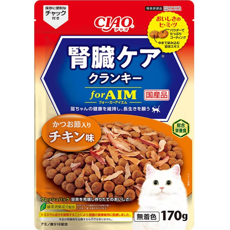 ［いなばペットフード］CIAO 腎臓ケアクランキー かつお節入り チキン味 170g