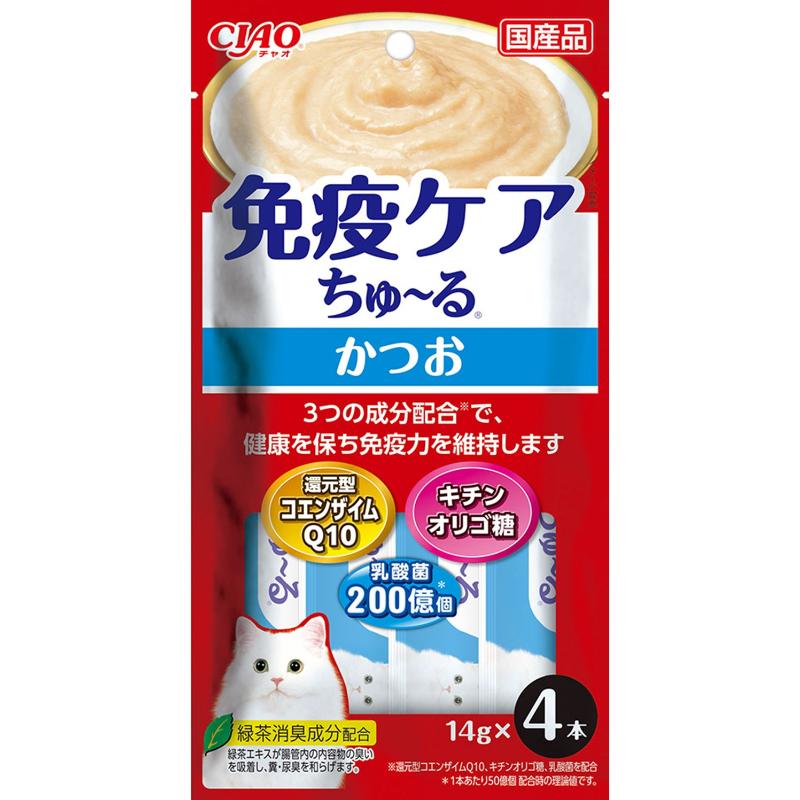 ［いなばペットフード］CIAO 免疫ケアちゅ～る かつお 14g×4本