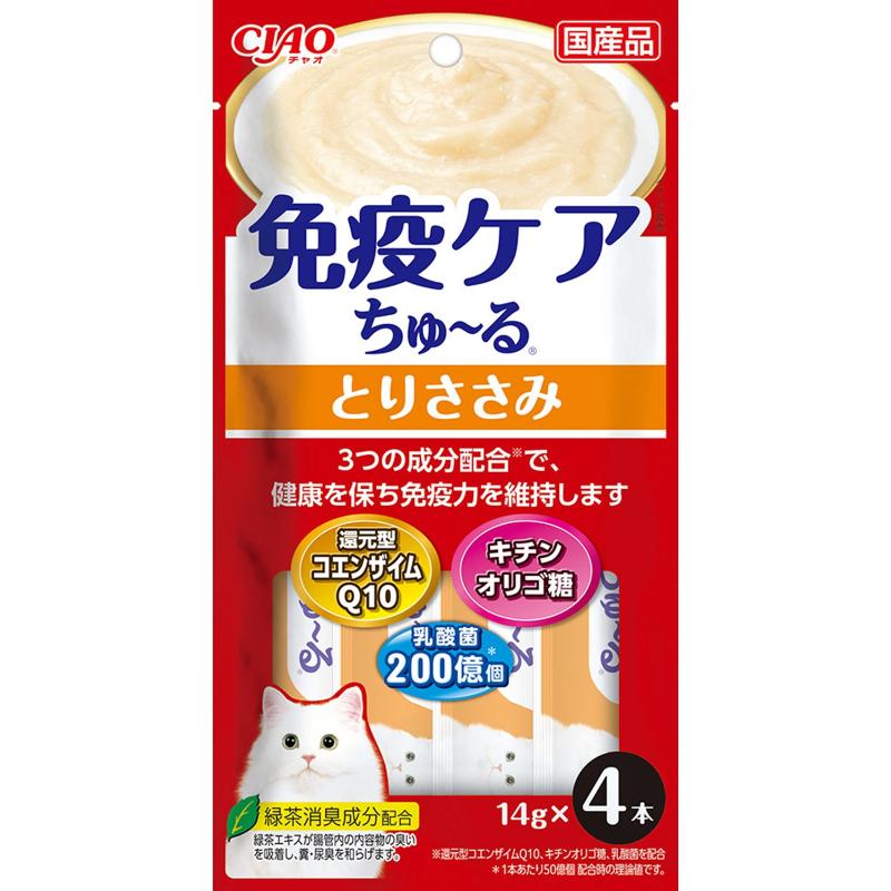 ［いなばペットフード］CIAO 免疫ケアちゅ～る とりささみ 14g×4本