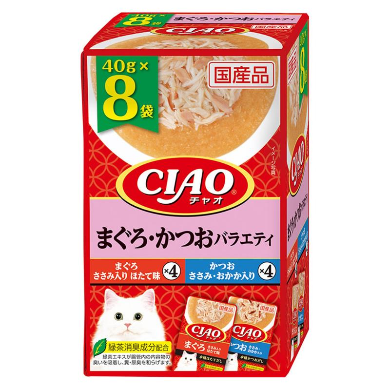 ［いなばペットフード(直送)］CIAO パウチ まぐろ・かつおバラエティ 40g×8袋
