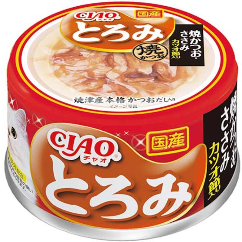 ［いなばペットフード(直送)］CIAO とろみ 焼かつお ささみ カツオ節入り 80g ※メーカー直送 ※発注単位・最低発注数量(混載50ケース以上)にご注意下さい