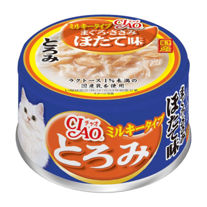 ［いなばペットフード(直送)］CIAO とろみミルキータイプ まぐろ・ささみ ほたて味 80g ※メーカー直送 ※発注単位・最低発注数量(混載50ケース以上)にご注意下さい