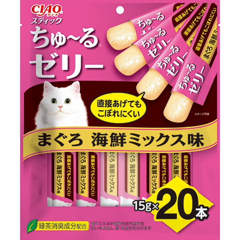 ［いなばペットフード(直送)］CIAO スティック ちゅ～るゼリー まぐろ 海鮮ミックス味 15g×20本入 ※メーカー直送 ※発注単位・最低発注数量(混載50ケース以上)にご注意下さい【メーカーフェア5】
