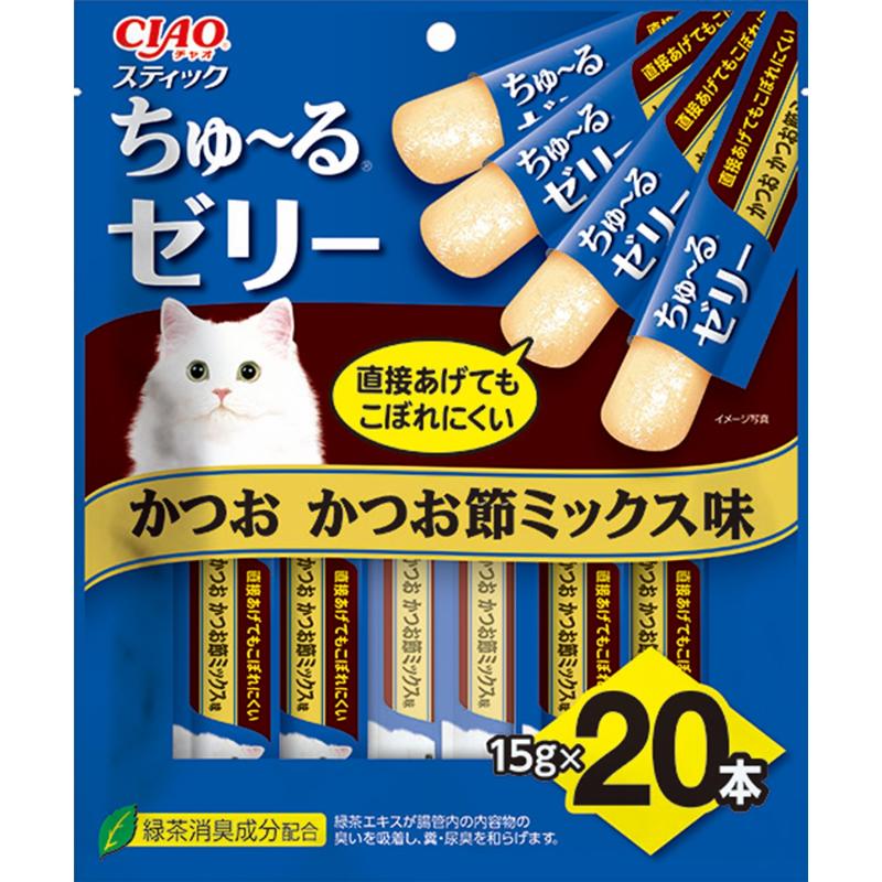 ［いなばペットフード(直送)］CIAO スティック  ちゅ～るゼリー かつお かつお節ミックス味 15g×20本入 ※メーカー直送 ※発注単位・最低発注数量(混載50ケース以上)にご注意下さい【メーカーフェア5】