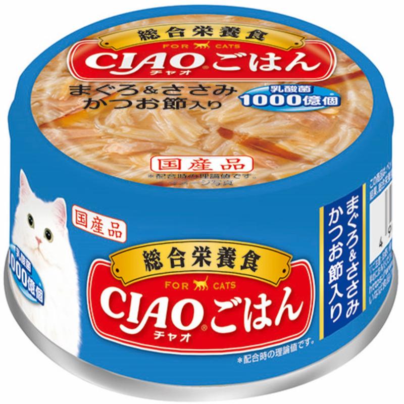 ［いなばペットフード(直送)］CIAOごはん まぐろ＆ささみ かつお節入り 85g ※メーカー直送 ※発注単位・最低発注数量(混載50ケース以上)にご注意下さい