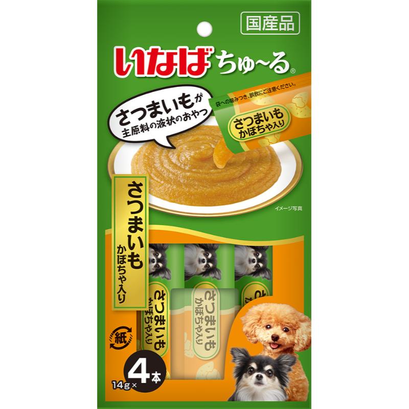 ［いなばペットフード(直送)］いなば ちゅ～る さつまいも かぼちゃ入り 14g×4本 ※メーカー直送 ※発注単位・最低発注数量(混載50ケース以上)にご注意下さい