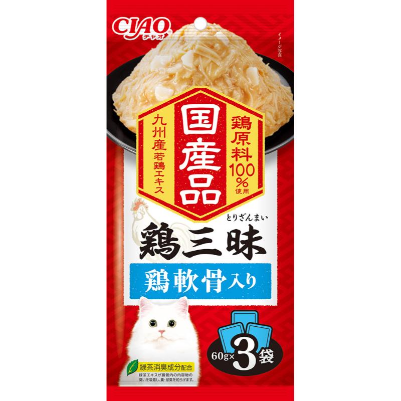 ［いなばペットフード(直送)］鶏三昧 鶏軟骨入り 60g×3袋 ※メーカー直送 ※発注単位・最低発注数量(混載50ケース以上)にご注意下さい