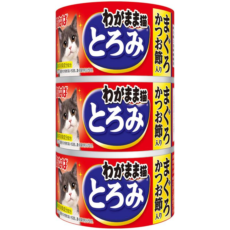 ［いなばペットフード(直送)］いなば わがまま猫とろみ まぐろ かつお節入り 140g×3缶 ※メーカー直送 ※発注単位・最低発注数量(混載50ケース以上)にご注意下さい
