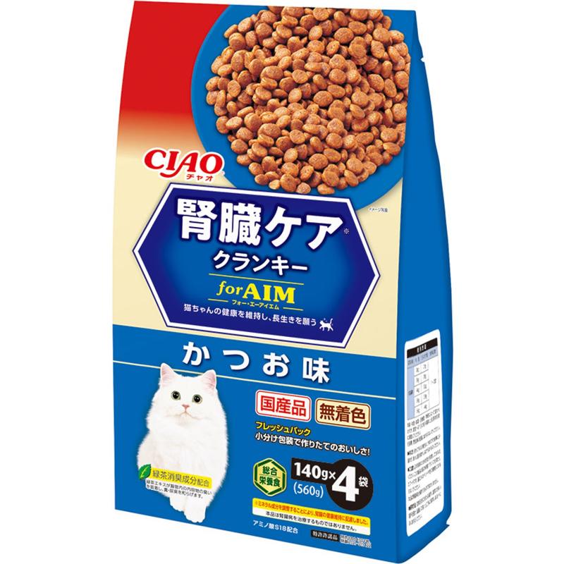 ［いなばペットフード］CIAO 腎臓ケアクランキー かつお味 560g(140g×4袋)