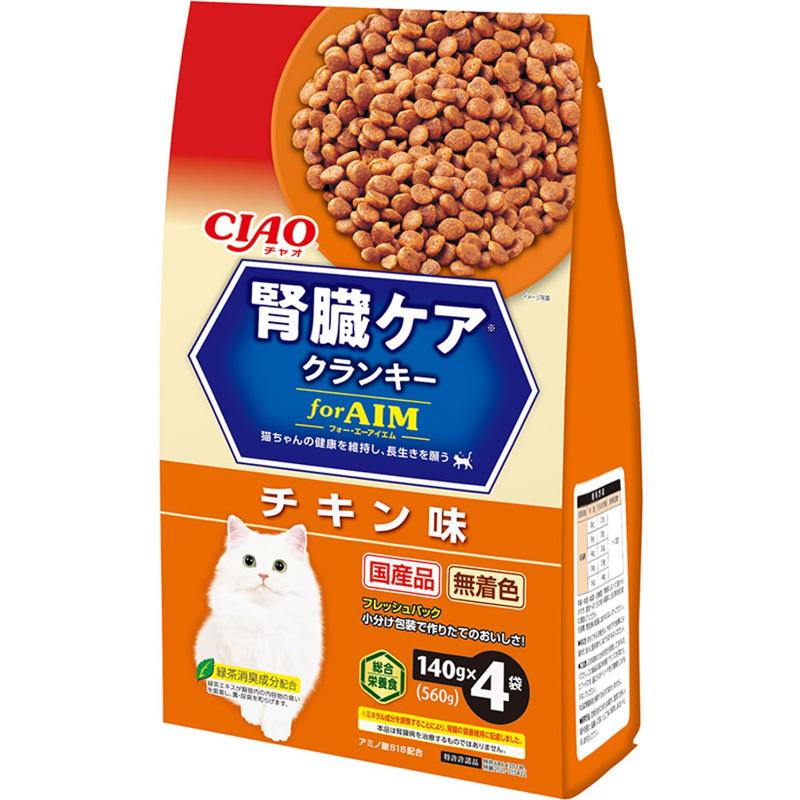 ［いなばペットフード］CIAO 腎臓ケアクランキー チキン味 560g(140g×4袋)