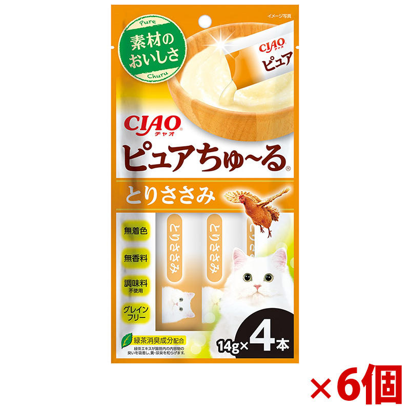 【アウトレット】［いなばペットフード］CIAO ピュアちゅ～る とりささみ 14g×4本×6個