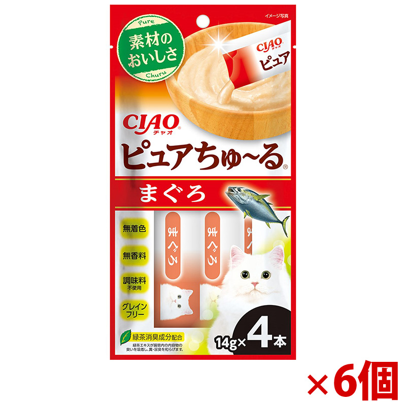 【アウトレット】［いなばペットフード］CIAO ピュアちゅ～る まぐろ 14g×4本×6個