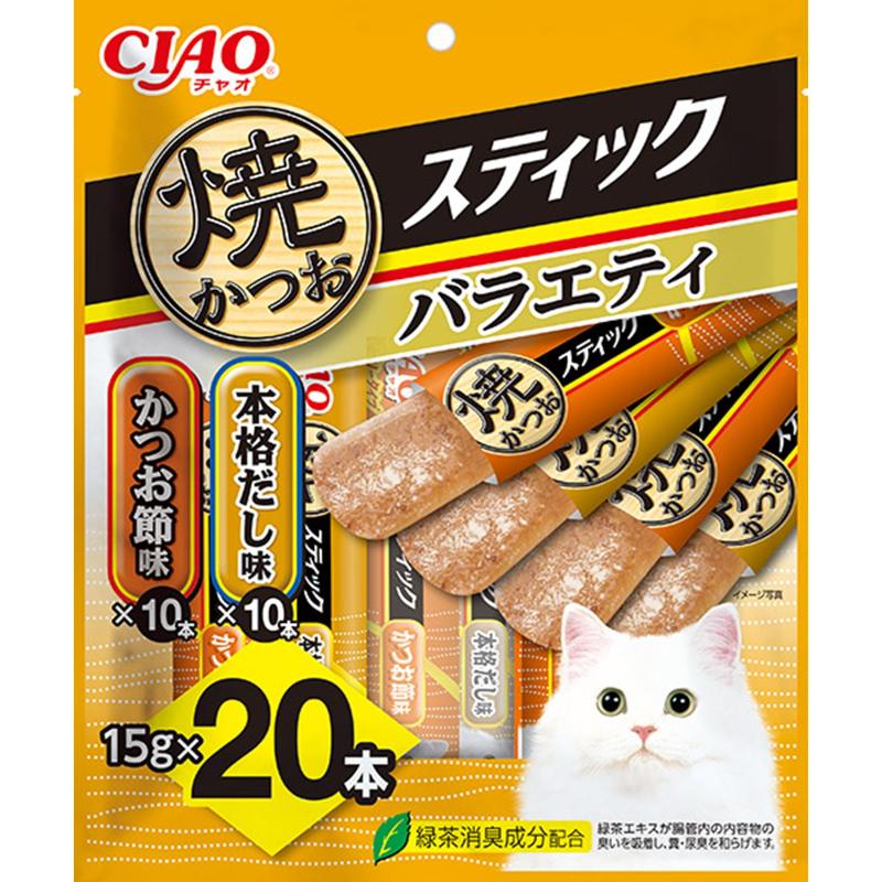 ［いなばペットフード］CIAO 焼かつおスティック バラエティ 15g×20本