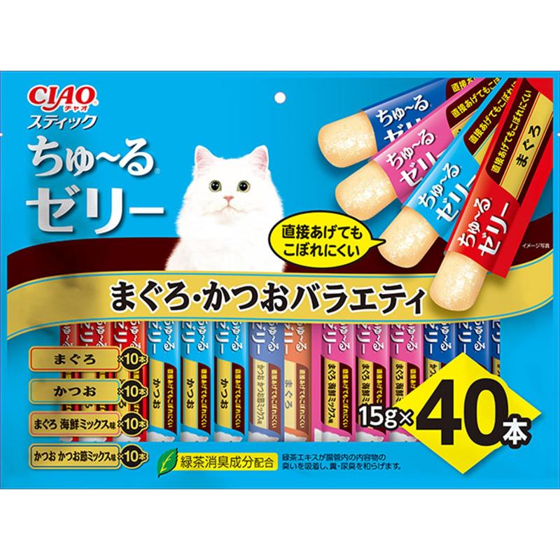 ［いなばペットフード］CIAO スティック ちゅ～るゼリー まぐろ・かつおバラエティ 15g×40本