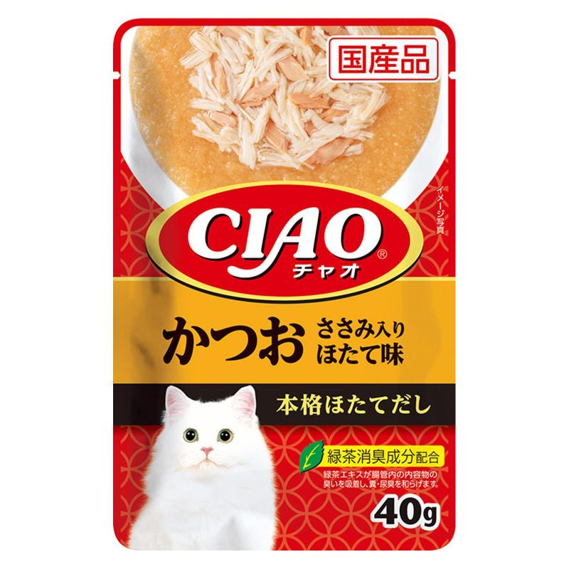 ［いなばペットフード］CIAO パウチ かつお ささみ入り ほたて味 40g　【メーカーフェア10】