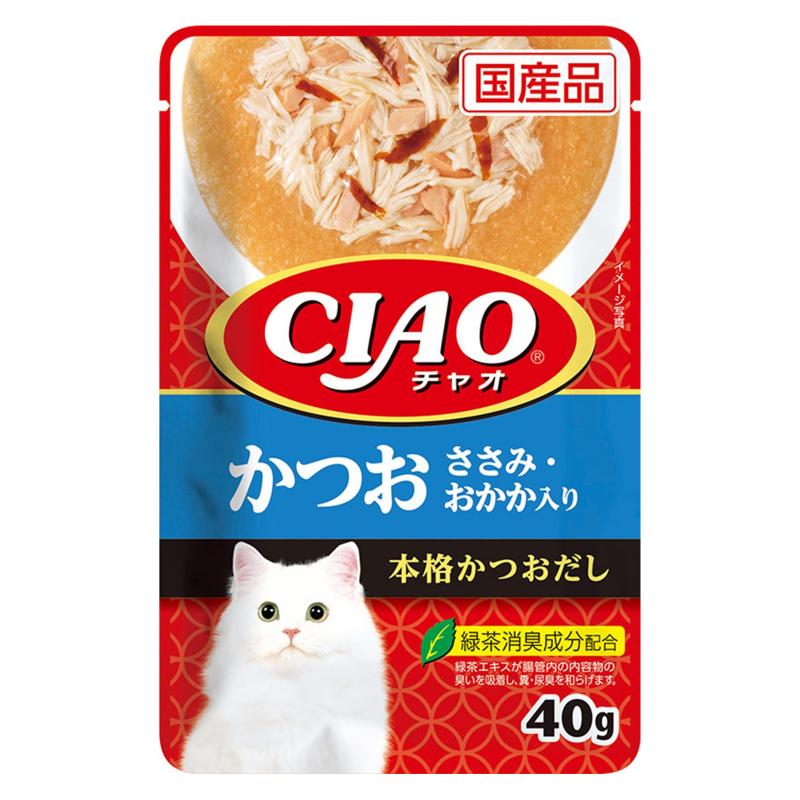 ［いなばペットフード(直送)］CIAO パウチ かつお ささみ・おかか入り 40g