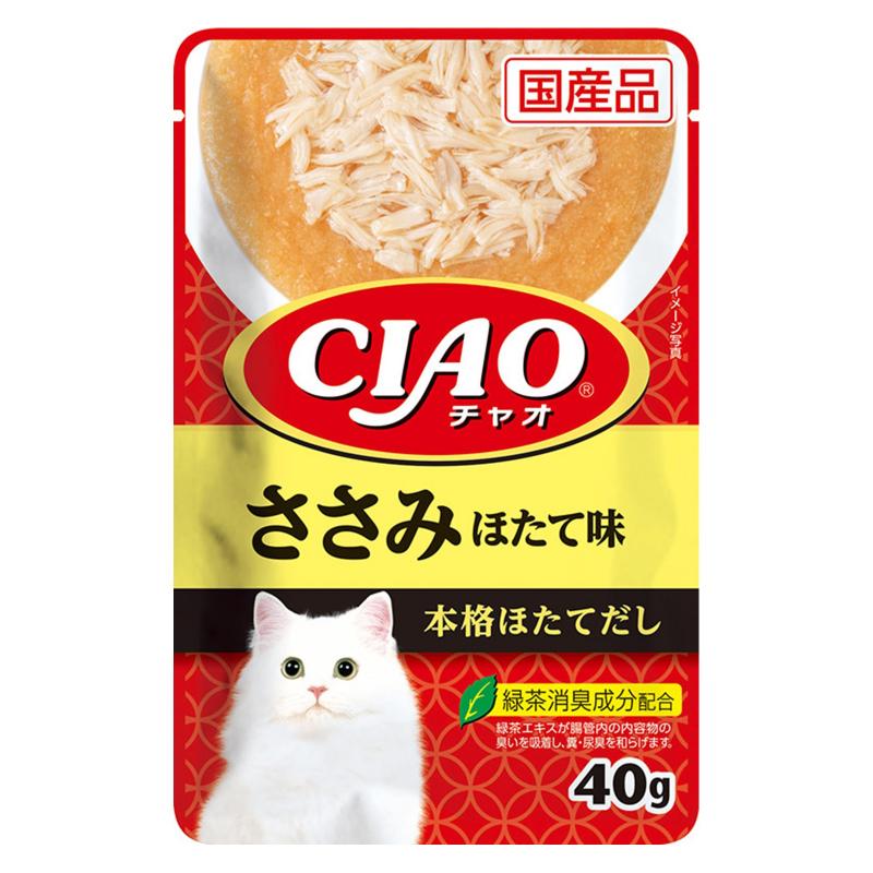 ［いなばペットフード(直送)］CIAO パウチ ささみ ほたて味 40g