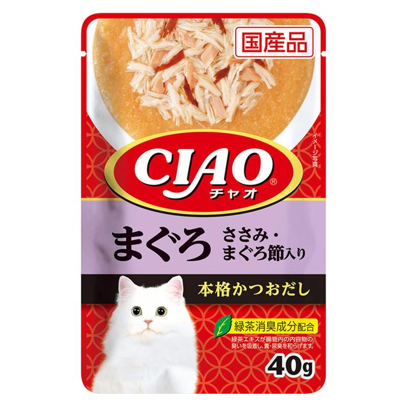 ［いなばペットフード(直送)］CIAO パウチ まぐろ ささみ・まぐろ節入り 40g