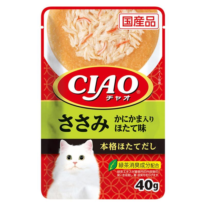 ［いなばペットフード］CIAO パウチ ささみ かにかま入り ほたて味 40g　