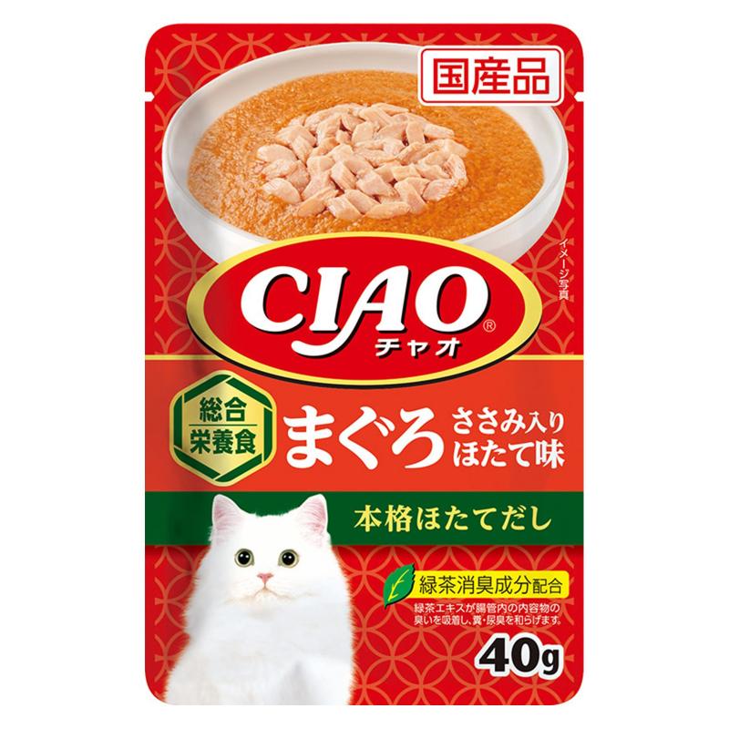 ［いなばペットフード(直送)］CIAO パウチ 総合栄養食 まぐろ ささみ入り ほたて味 40g