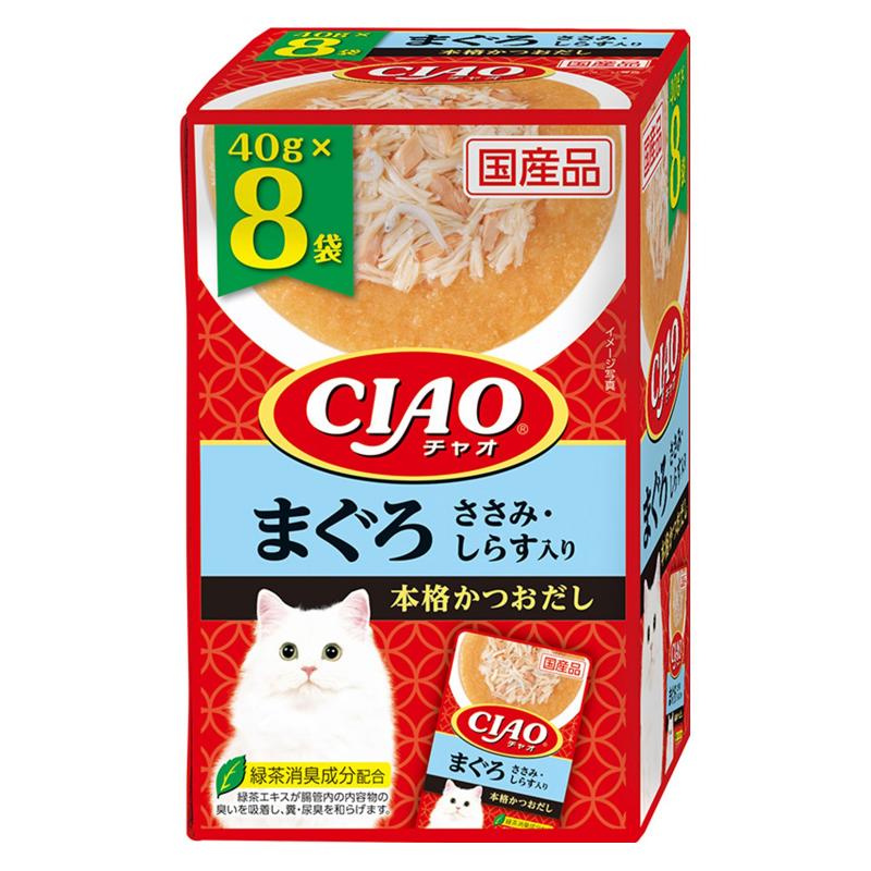 ［いなばペットフード(直送)］CIAO パウチ まぐろ ささみ・しらす入り 40g×8袋