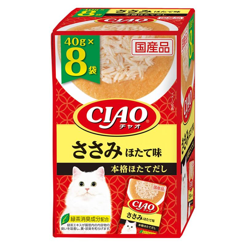 ［いなばペットフード(直送)］CIAO パウチ ささみ ほたて味 40g×8袋
