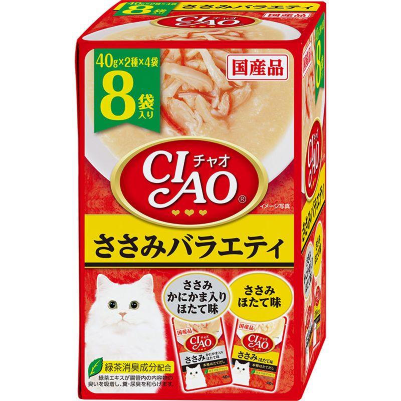 ［いなばペットフード］CIAO パウチ ささみバラエティ 40g×8袋