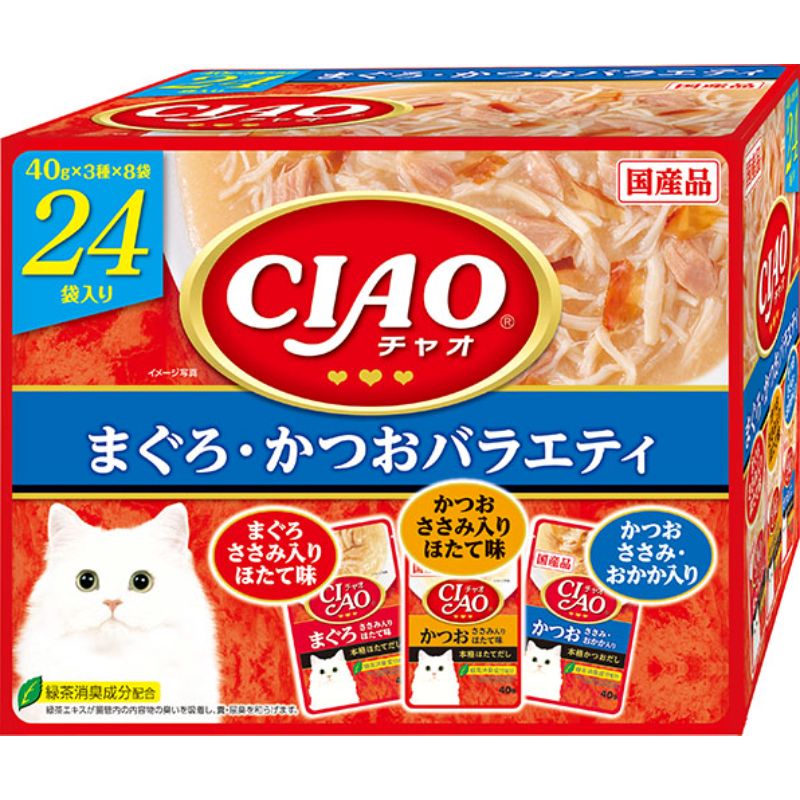 ［いなばペットフード］CIAO パウチ まぐろ・かつおバラエティ 40g×24袋