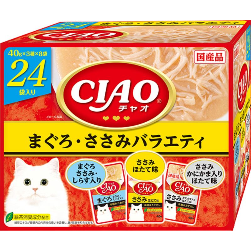 ［いなばペットフード］CIAO パウチ まぐろ・ささみバラエティ 40g×24袋