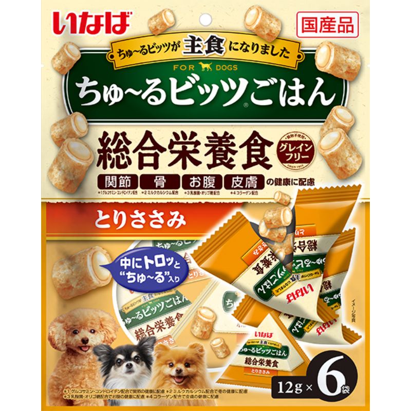 ［いなばペットフード］いなば ちゅ～るビッツごはん とりささみ 12g×6袋入