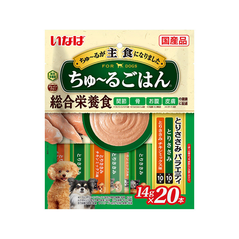 [いなばペットフード] いなば ちゅ～るごはん とりささみバラエティ 14g×20本