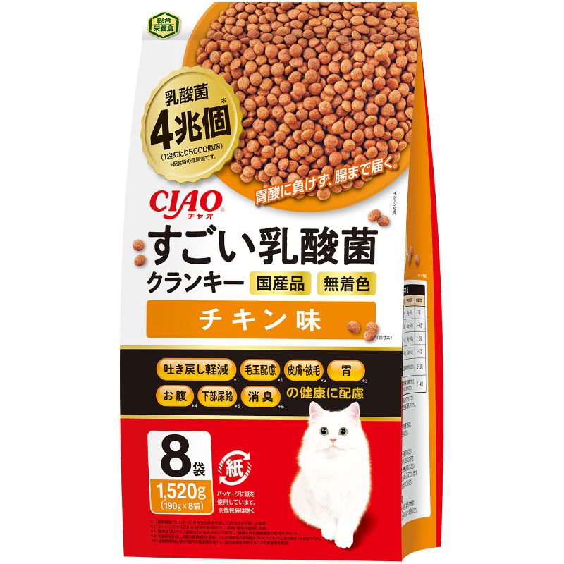 ［いなばペットフード］CIAO すごい乳酸菌クランキー チキン味 190g×8袋