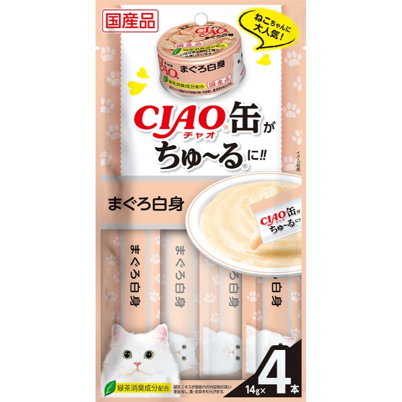 [いなばペットフード(直送)] CIAO缶ちゅ～る まぐろ白身 14g×4本 ※メーカー直送 ※発注単位・最低発注数量(混載50ケース以上)にご注意下さい