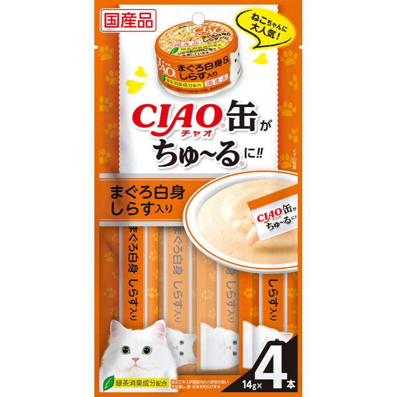 [いなばペットフード] CIAO缶ちゅ～る まぐろ白身 しらす入り 14g×4本