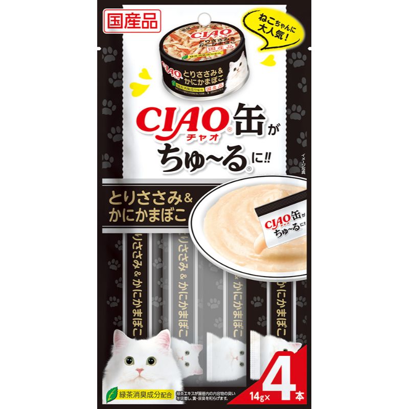 [いなばペットフード] CIAO缶ちゅ～る とりささみ＆かにかまぼこ 14g×4本　【メーカーフェア】